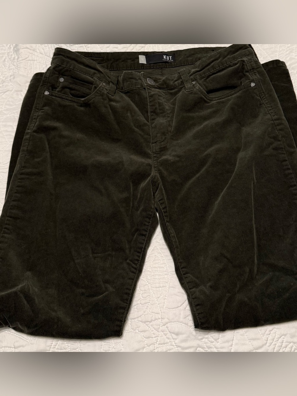 Kut from the Kloth Dark Green Corduroy Skinny Pants
